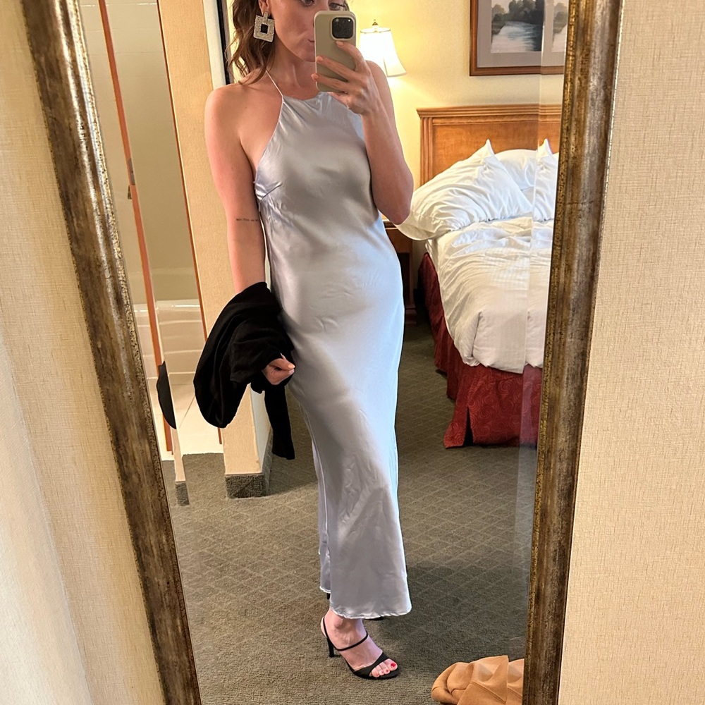 Zara satin dress with spaghetti straps